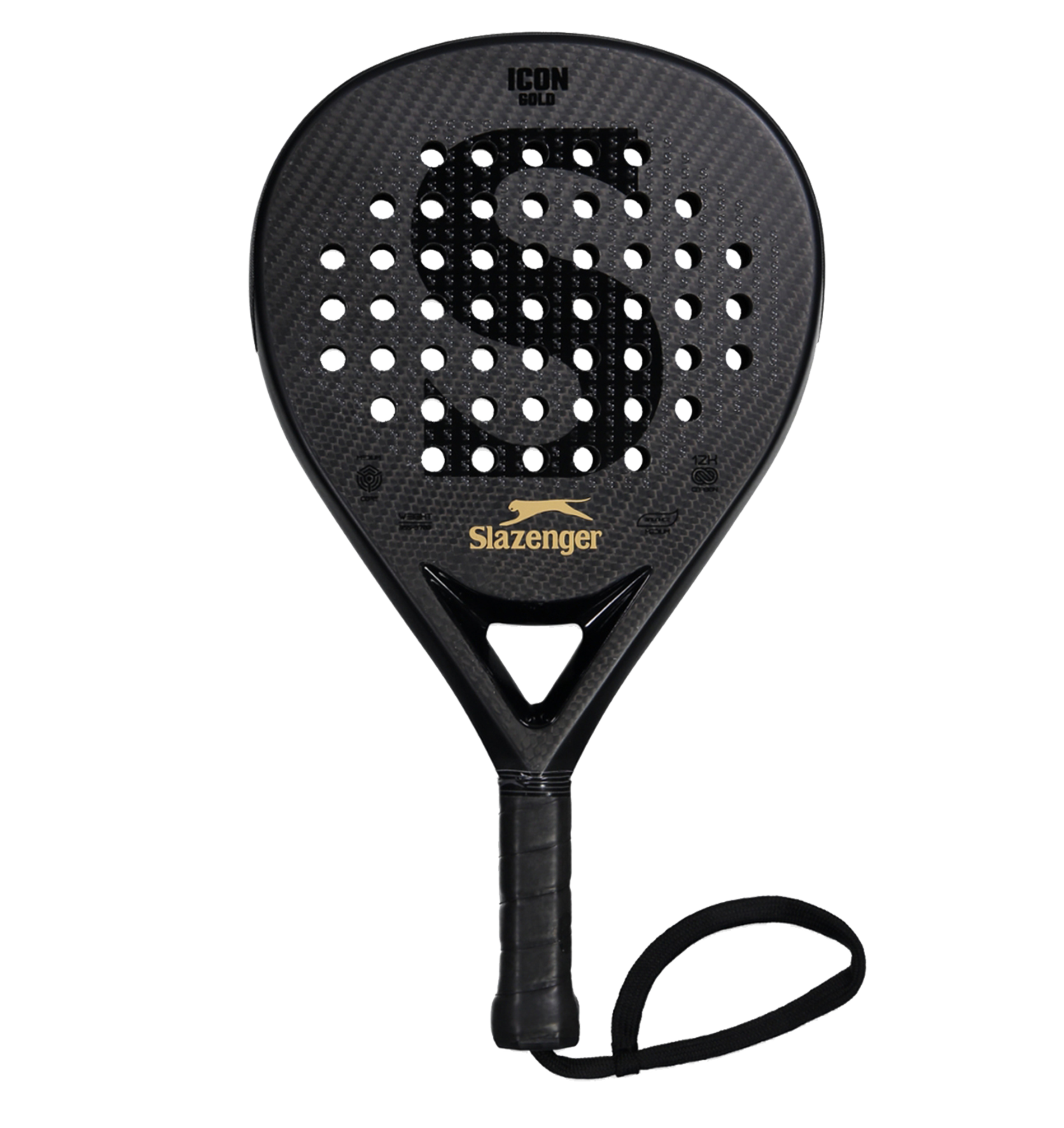 Slazenger Padel Panther Padel Racket Icon Gold Hybrid 12K (Black)