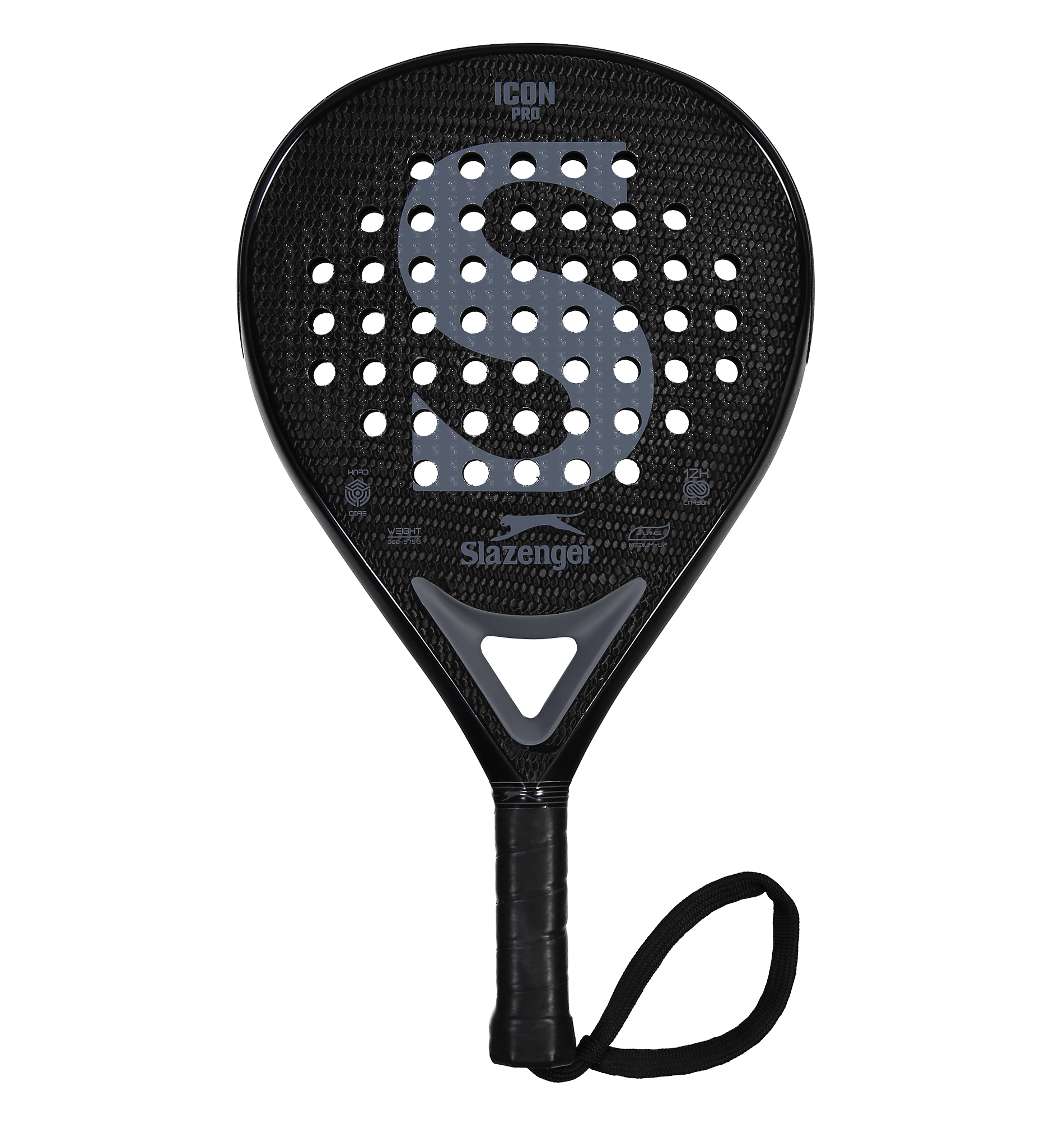 Slazenger Padel Panther Padel Racket Icon Pro Teardrop 12K (Black)